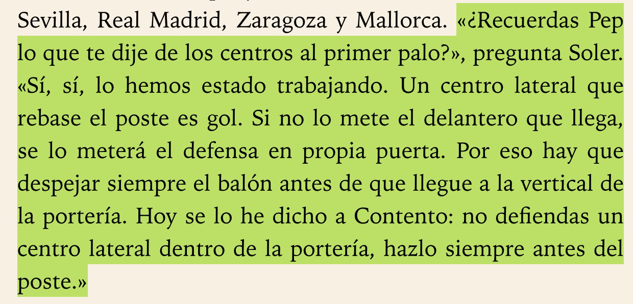 Miquel Soler & Pep Guardiola sobre la defensa del primer palo