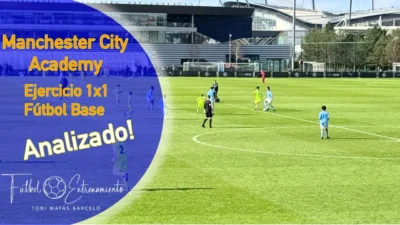 Manchester City Academy. Fútbol Base & Ejercicio para entrenar el 1×1 en la cantera del Manchester City