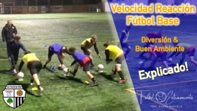Ejercicio de entrenamiento para la Velocidad Reacción en el Fútbol Base. Diversión y Buen Ambiente. Tomeu Tous Durán. www.futbolentrenamientocom