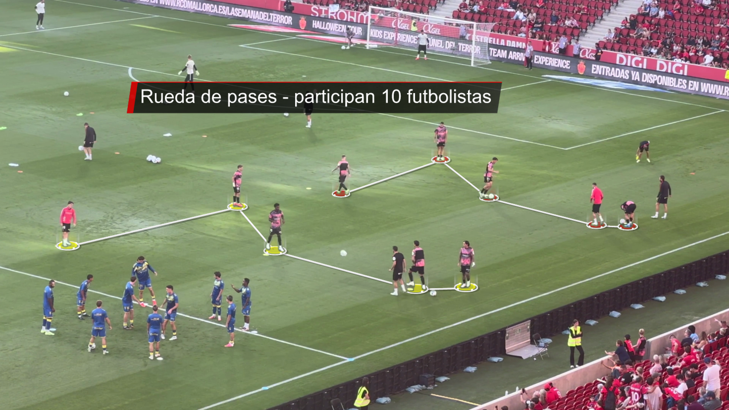 RUEDA DE PASES "Y" DE LUIS GARCÍA EJERCICIO REALIZADO EN EL CALENTAMIENTO PREPARTIDO DEL RCD MALLORCA 26/27. Toni Matas Barcelo